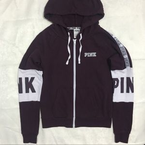 Victoria's Secret burgundy zip-up logo hoodie